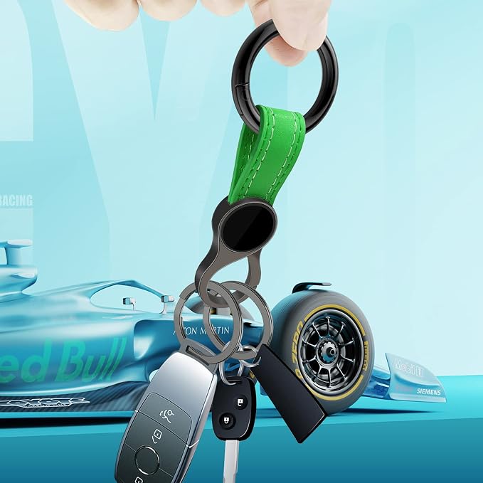 Idakekiy Key Chain with 4 Key Rings and Quick Release Carabiner Clip Leather Car Keychain for Men and Women