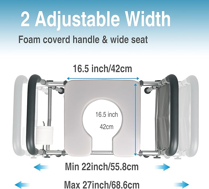 3-in-1 Bedside Commode, Porta Potty Chair for Adults with Sturdy Dual-Crossbar Support Construction, Stable Raised Toilet Seat 400 Lbs Bedside Commodes for Seniors