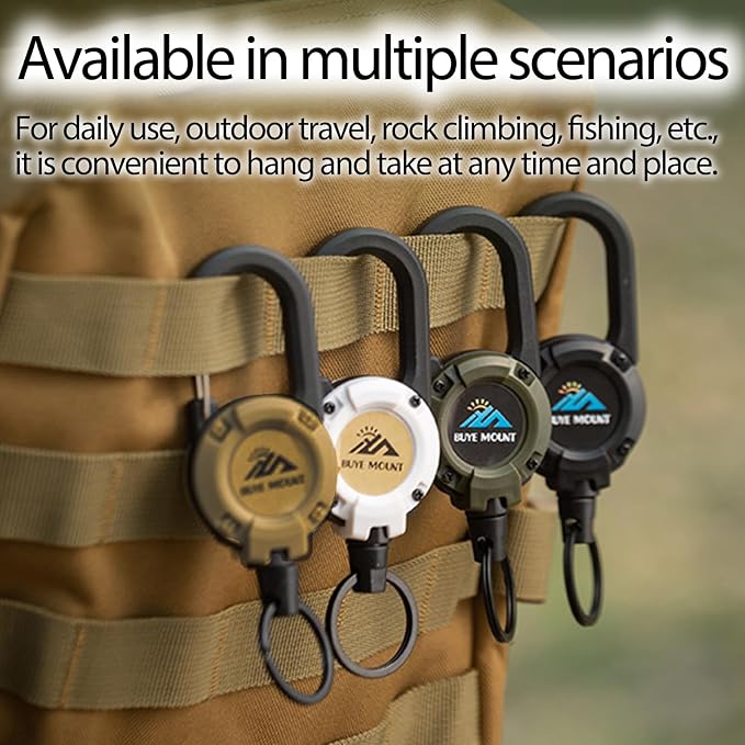 Yojaro Retractable Keychain Heavy Duty 2Pack, Multitool Carabiner Badge Holder, Retractable Keychain Clip Id Holder, Upgraded 58cm Stainless Steel Cord White