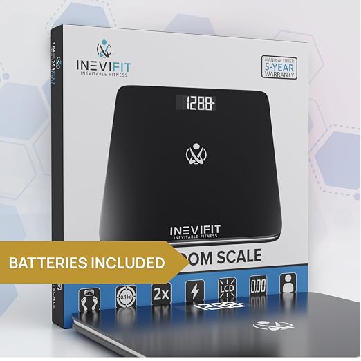 INEVIFIT Bathroom Scale, Highly Accurate Digital Bathroom Body Scale, Measures Weight up to 400 lbs. Includes Batteries