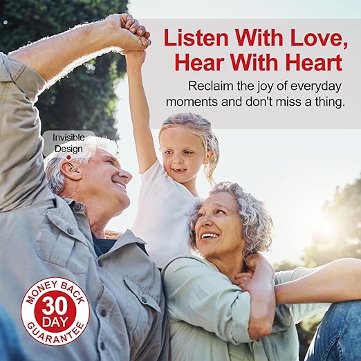 Hlisoundy Hearing Aids for Seniors - Rechargeable with 48+ Hour Battery & Charging Case. Enjoy Clear Sound with 2 Earbud Types (Comfort Fit & Feedback-Free). Auto On/Off for Ease