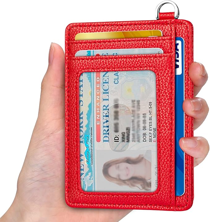 Slim Minimalist Front Pocket Wallet, RFID Blocking Credit Card Holder Wallet with Detachable D-Shackle for Men Women