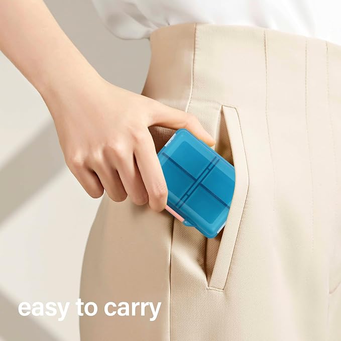Travel Pill Organizer Small 8 Grid Compartments Pill Holder Box - Portable Medicine Container Case - Daily Weekly Medication Organizer