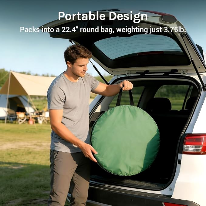 WolfWise Pop Up Shower Tent for Camping Essentials, Compact & Lightweight | Portable Instant Changing Tent with Window & Carry Bag, Privacy Dressing Room Bathroom for Outdoor, 6'3"/6'11" H