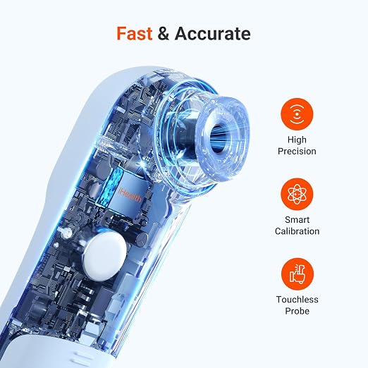 iHealth Infrared Digital Thermometer for Adults, Kids, Baby PT9L Blue | 3-in-1 Mode & 3-Color Prompt, Fever Alarm & Silent Mode, Forehead & Object Detection, 40 Memory Storages