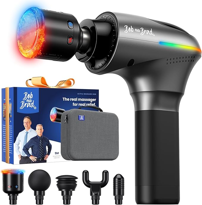 BOB AND BRAD A2 Pro Massage Gun with Heat and Cold Therapy, FSA Eligible/HSA Eligible, Professional Percussion Massage Gun Deep Tissue for Home Gym, Portable Muscle Massager with Force Sensor Light