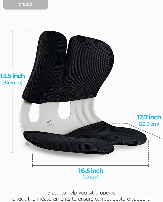 curble Grand Cover Set – Ergonomic Back Support, Washable & Detachable Cushion Cover Grand (Black)