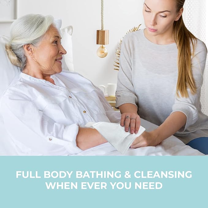 Body Wipes XL Shower Wipes Body Wipe for Adults Bathing, Traveling, Camping, Gym, Car, Elderly, Bedridden - Bath Wipe - Disposable Washcloths for Adults No Rinse