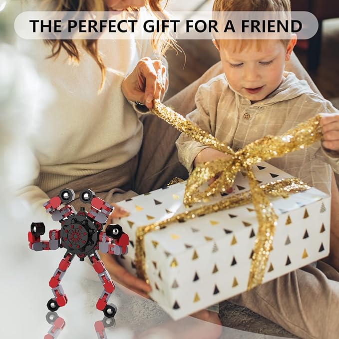Transformable Fidget Spinners,3PCS Funny Sensory Fidget Toys Adults Deformable Chain DIY Robot Spinner,Fingertip Stress Relief Gyro Toy Party Favors Stocking Stuffers for Kids(Style-2)