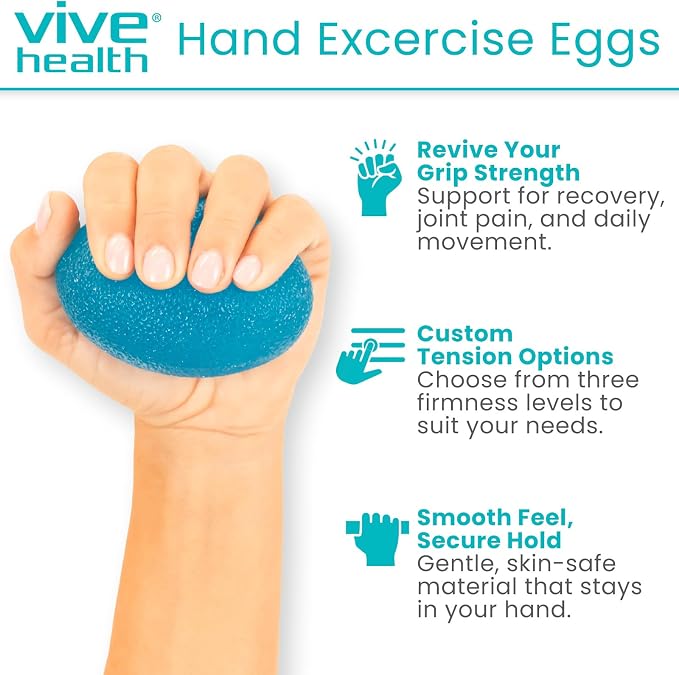 Vive Squeeze Balls for Hand Therapy Set (4 Pack) - Grip Strengthener | Occupational Exercise Equipment for Arthitis, Parkinsons, Stroke, Carpal Tunnel Recovery - Stress Relief Massage Putty Finger