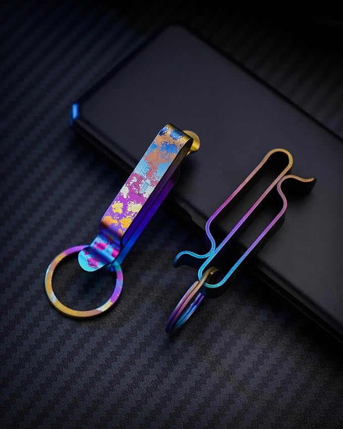 KeyUnity KM00 Titanium Belt Loop Keychain Clip Double Side Quick Release Key Holder with Detachable Key Ring