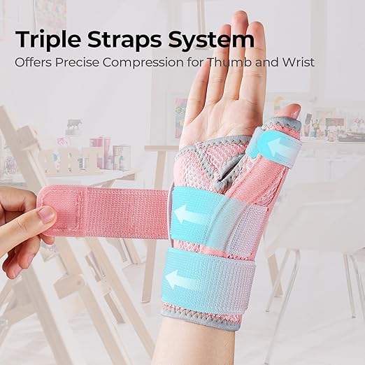 New Upgraded Thumb Splint for Right & Left Hand, Reversible Thumb Brace for Arthritis Pain and Support, Thumb Stabilizer for Sprains, Tendonitis Relief, One Size Fits Any Hand (Pink)