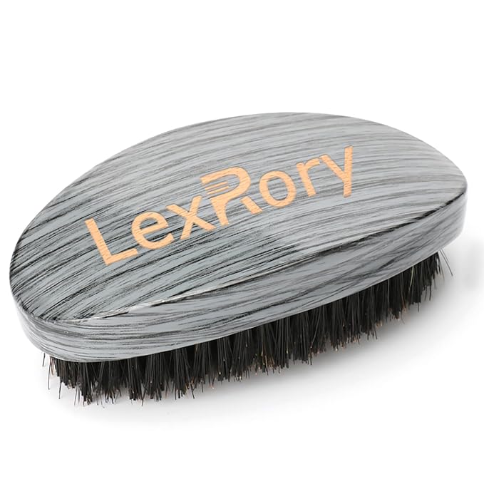 Curved Wave Brush for Men 360, Medium Hard Palm Hair Brushes Boar | Nylon Mix Boar Bristles for Black Hair Wavers to Creating 360 Waves & Beard Daily Use (Grey)