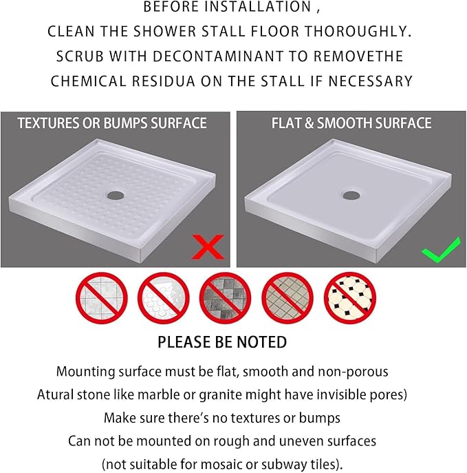 Yimobra Square Shower Mat Non Slip, Super Strong Suction Cups, 21"x21" Bath Tub Mat with Drain Holes, Machine Washable Fast Draining Bath Mats, Bathroom Essentials,Clear Gray