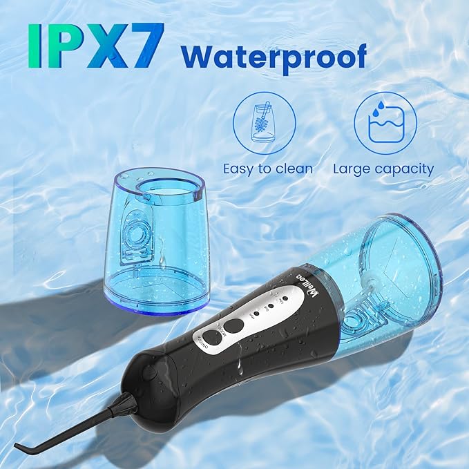 Water Flossers for Teeth, Portable Oral Irrigator Rechargeable Water Dental Flosser Pick with High Pressure 5 Jet Tips, IPX7 Travel Water Flossing for Brace Teeth Cleaner Gum Care