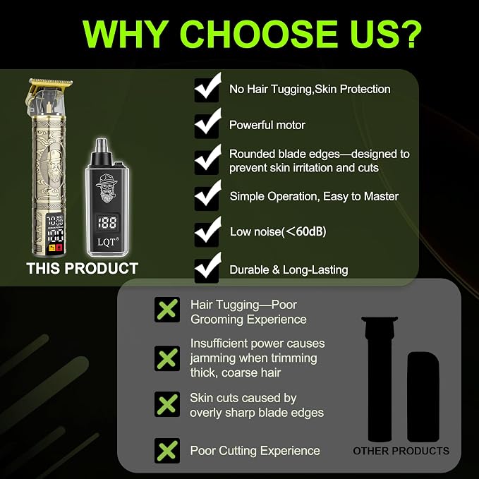 Hair Clippers for Men 2 in 1 Beard and Mustache Trimmer for Men T Liners Trimmers Electric Cordless Nose and Ear Hair Trimmer Grooming Kit with Bag, to Son Husband Father Men's Gifts