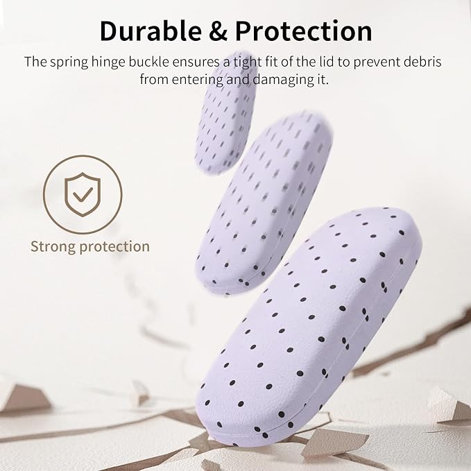 Glasses Case Hard Shell, Cute Sunglasses Case for Women Leather Protective Case for Eyeglass with Cleaning Cloth