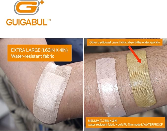 Painless Removal Silicone Bandages for Elderly Sensitive Skin - 40 Counts 0.75''x3'' Medium and 15 Counts 1.63''x4'' Extra Large Bandages by G+ GUIGABUL - Hypoallergenic - Latex Free
