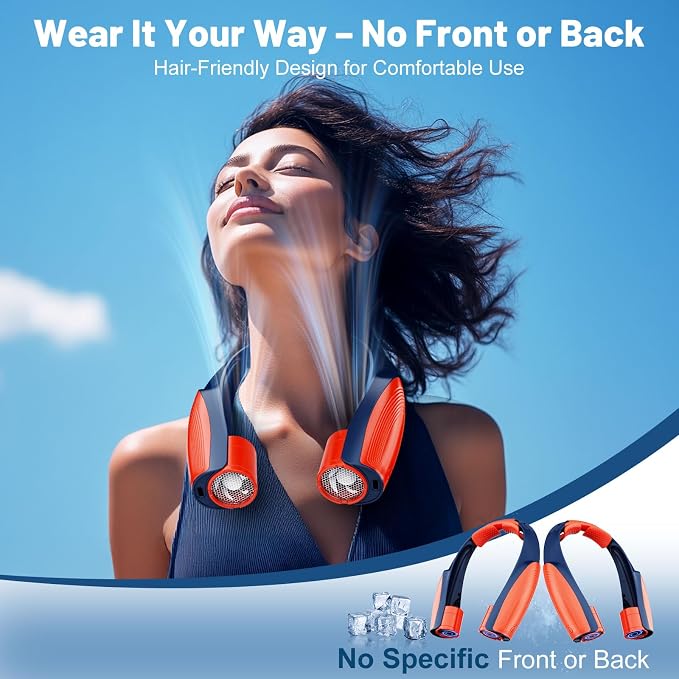Portable Neck Fan with 6 Powerful Speeds, 8000mAh Battery Rechargeable Fan | 20H Runtime Long Lasting, Hands-Free 360° Cooling Personal Wearable Neck Fan, Gift for Women Men Travel Concerts
