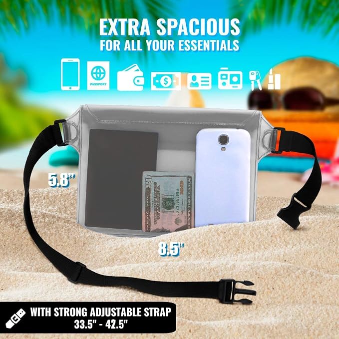 AiRunTech Waterproof Fanny Pack,Phone Pouch Dry Bag for Passport Wallet Purse,Floating Waterproof Bags for Travel Beach Swimming Kayaking Boating Cruise Accessories