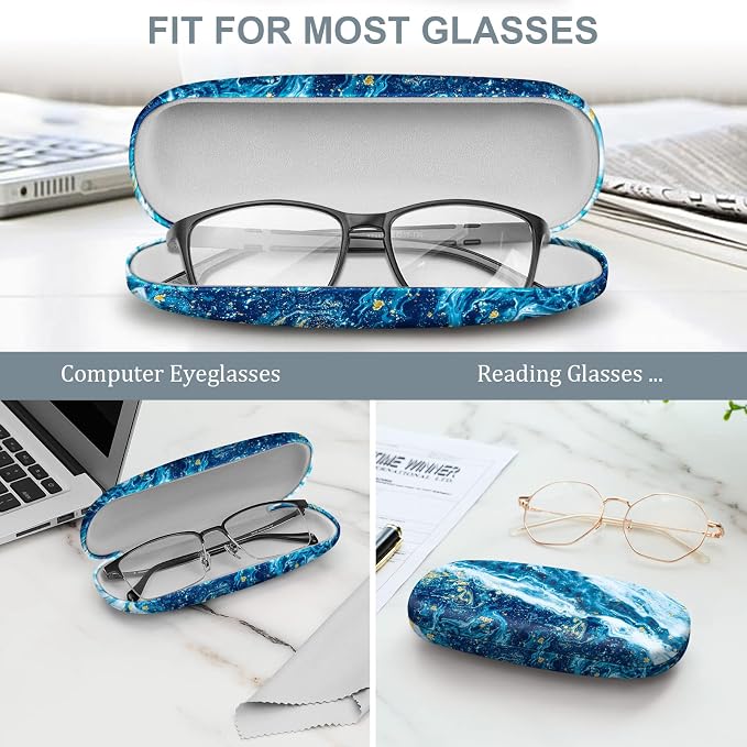 FINTIE Hard Shell Eyeglasses Case, Portable Protective Glasses Cover Eyeglass Holder Box with Cleaning Cloth for Men Women