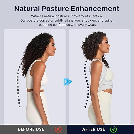 Fit Geno Posture Corrector for Women Lite, Upper Back Brace for Slouching | An Adjustable, Lightweight Design Supports Your Neck, Shoulders, and Upper Back to Help You Sit and Stand Taller