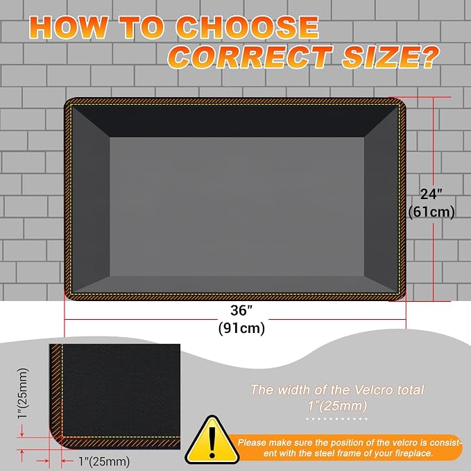 Fireplace Cover, Draft Stopper for Brick Fireplace, Fireplace Flue Blocker, Indoor Fireplace Blanket for Heat Loss, Winter and Summer, Black, 36x24 Inches
