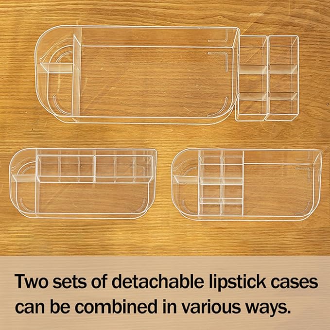 MORNITE Bathroom Counter Shelf Vanity Trays, Makeup Organizer Tray with 9 Compartments, Trays Holders for Medicine Bathroom Cabinet, Clear