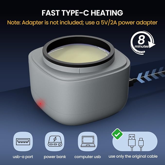 Nose Wax Kit Men, Mini Wax Warmer for Hair Removal, Mini Wax Kit for Noes and Ear, 100g Wax Beads, 40 Sticks, USB Fast Heat, Smart Constant Temp, Upgraded Size, Multi-Accessories, Gray