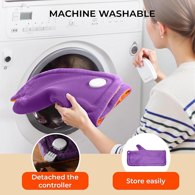 VAAGHANM Heating Pad: Electric Heat Pad for Pain Relief-Weighted Instant Heating Pads for Neck and Shoulders-6 Heat Options & 6 Auto Timer Mode-Gifts for Mom Women -Purple
