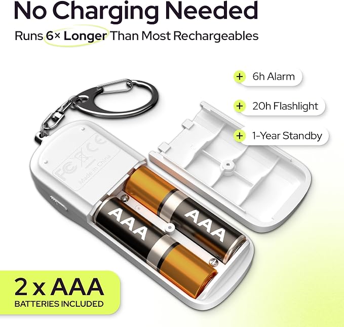 Weten Personal Safety Alarm Keychain - 130dB Siren, LED Light, Panic Pin – Compact Self-Defense Device and Emergency Whistle Alternative for Women, College, Travel, and Night Walk Protection (White) | LED Light, Panic Pin, Self-Defense Device, Emergenc...