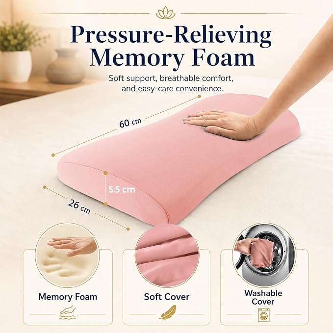 Lumbar Support Pillow for Bed Relief Back Pain: Lower Back Pillow for Sleeping - Memory Foam Waist Pillow - Back Wedge Bolster Pillow for Side, Back&Stomach Sleepers - Bed Rest Pillow for Car, Sofa