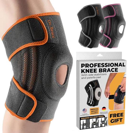 DR. BRACE ELITE Knee Brace with Side Stabilizers & Patella Gel Pads for Maximum Knee Pain Support and fast recovery for men and women-Please Check How To Size Video (Mars, Small)