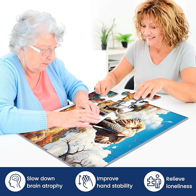 6 Pack 16 Large Piece Puzzles for Seniors Puzzles Dementia Alzheimer's Products and Activities Alzheimer's Puzzle Elderly Adults Cognitive Game Gift for Patients in Nursing Home with 6 Storage Bags