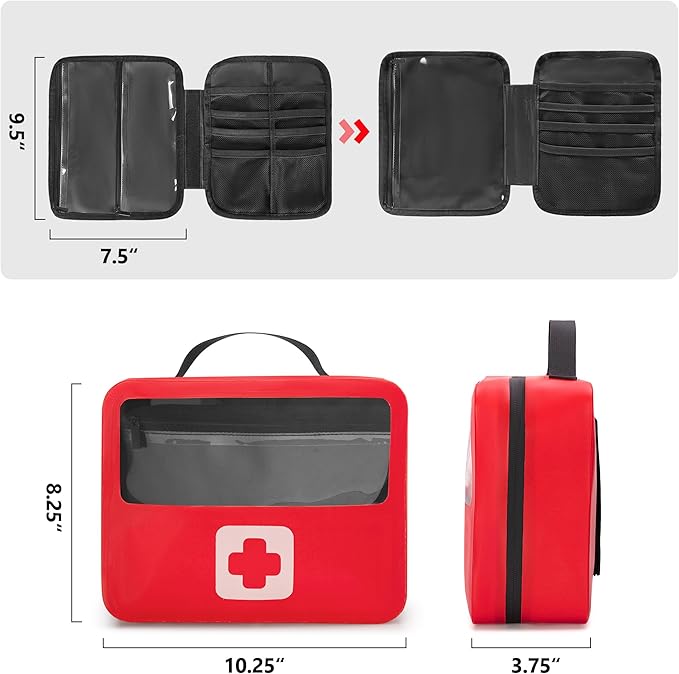 Marscamd Waterproof Empty First Aid Bag with a Detachable Panel | Small Medical Bag with Molle System, Red (Bag Only)