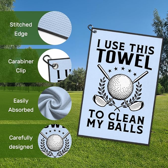 I Use This Towel to Clean Golf Towel with Clip, Funny Golf Bag Accessories for Men, Golfing Accessories for Men, Golfing Gear for Family Friend, Birthday Retirement Gifts for Golfer