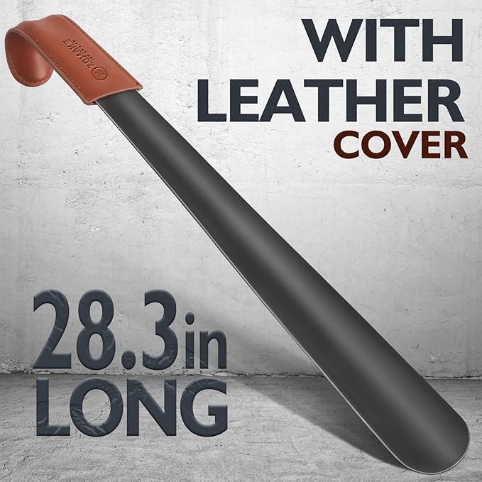 ZOMAKE Extra Long Shoe Horn for Seniors Men,Metal Shoehorn Long handle for Boots 28.3'',Travel Small Shoe Spoon Helper 7.5''