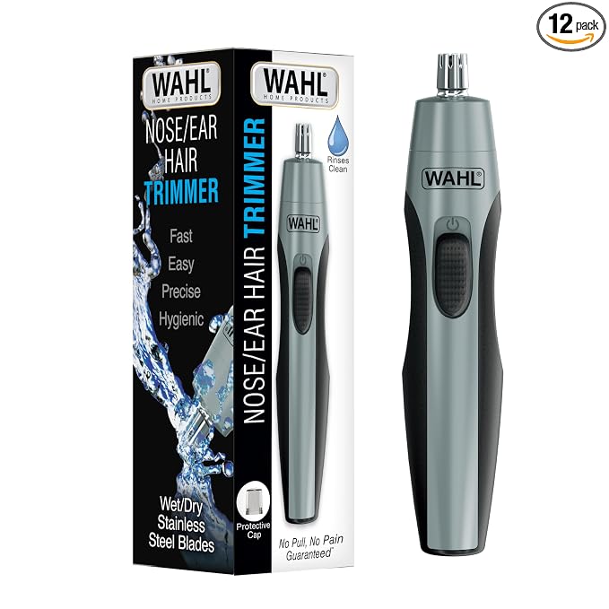 Wahl Clipper Battery Operated, Precision Ear and Nose Hair Trimmer for Men, Hygienic Nose Trimmer with Rinseable Blade for Easy Cleaning, Perfect for Travel – Model 3026462 (Pack of 12)