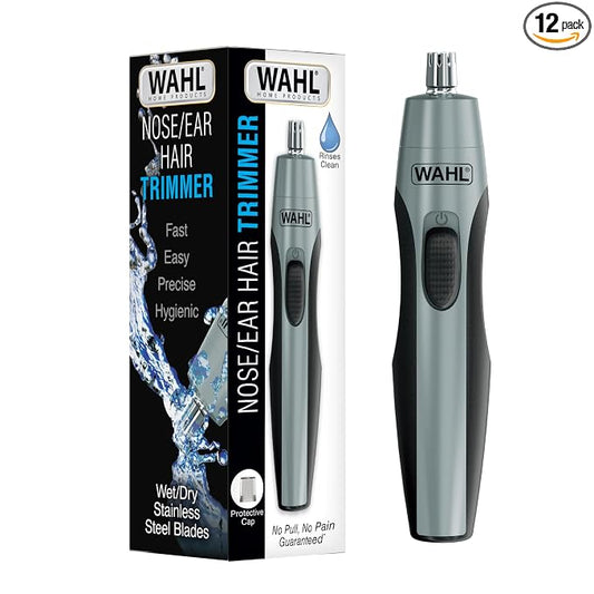 Wahl Clipper Battery Operated, Precision Ear and Nose Hair Trimmer for Men, Hygienic Nose Trimmer with Rinseable Blade for Easy Cleaning, Perfect for Travel – Model 3026462 (Pack of 12)