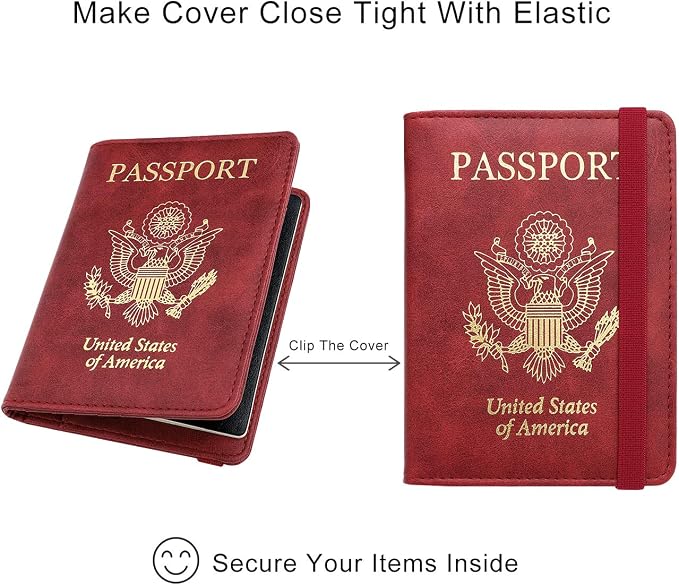 WALNEW Passport Holder for Travel, RFID Passport Cover Wallet for Women Men, PU Leather Passport Book Card Holder Case with Pen, Travelling Essentials for Flying | PU Leather Passport Cover Case with Pen Holder, Travel Must Haves Accessories, Passport ...