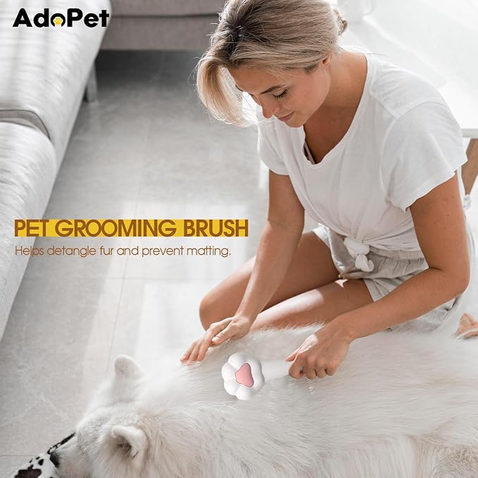 Self-Cleaning Pet Grooming Brush – Smooth Grooming Brush for Dogs and Cats, Easy Hair Removal with the Push of a Button, Gentle Shedding Remover for Small Pets (Cat Paw)