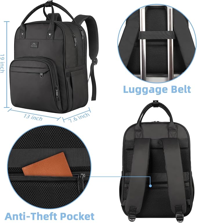 MATEIN Medical Backpack, 17 Inch Laptop Backpack with Removable Organizer | Work Clinical Bag for Business, Extra Large, Waterproof, Anti Theft, Padded Womens Nurse Bag for College, Travel, Home, Black