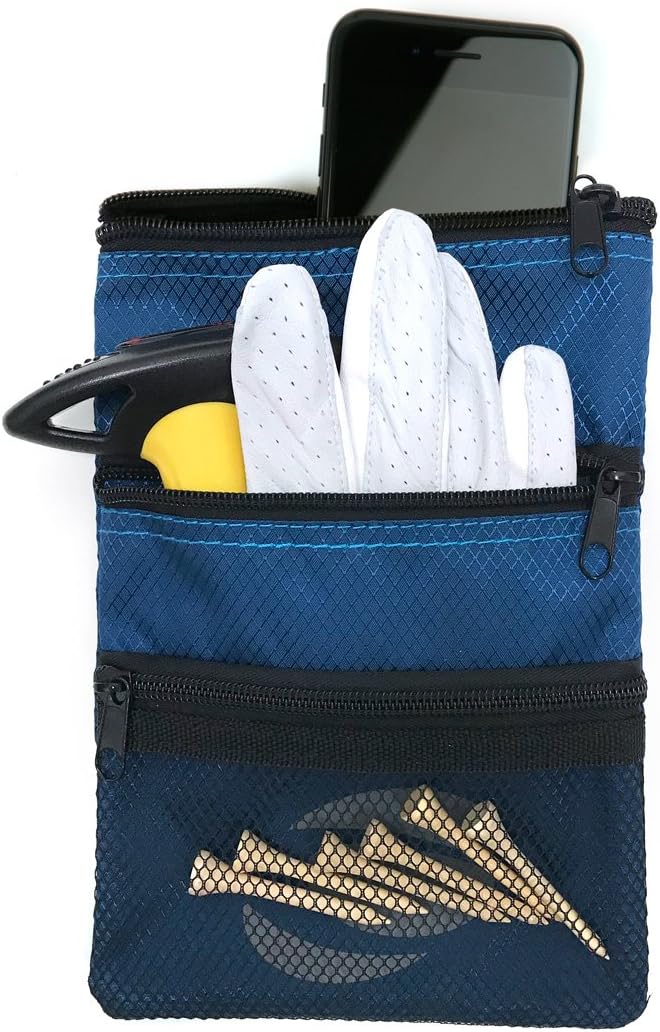 Orlimar Detachable Golf Accessory Pouch, 3 Zippered Pockets for Valuables and Golf Accessories, Clips to Your Golf Bag for Extra Storage and Easy Access.