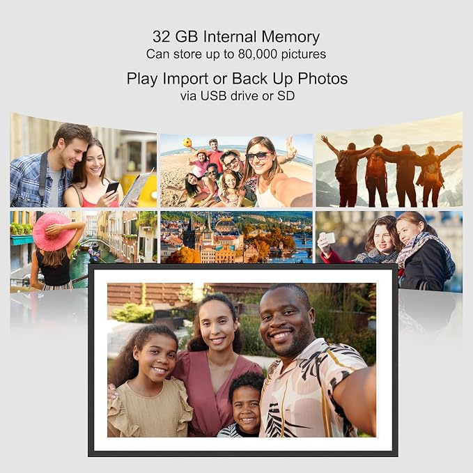 Frameo 15.6 Inch Large Digital Picture Frame WiFi phtoto Easy Setup to use | FHD digital photo frame Touch Screen Auto-Rotate Free Share Photos and Videos Gift for mon Father Women
