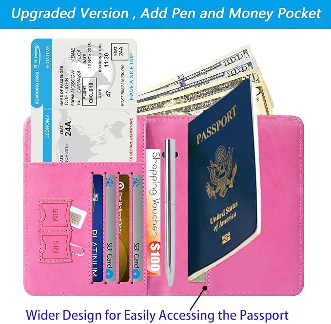 Passport Holder, Travel Essentials, Passport Cover, RFID Travel Wallet | Passport Wallet, Travel Accessories, RFID Blocking, Synthetic Leather Card Case, International Must Haves, For Women Men