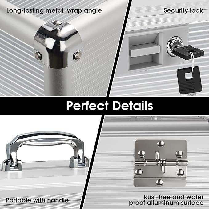 Medicine Lock Box with Key, Alluminum Alloy Box for Medication,First Aid Box with a Removeable Tray to Store Medicines & Pills for Home, Silver, 16 * 9.25 * 7.48 Inch