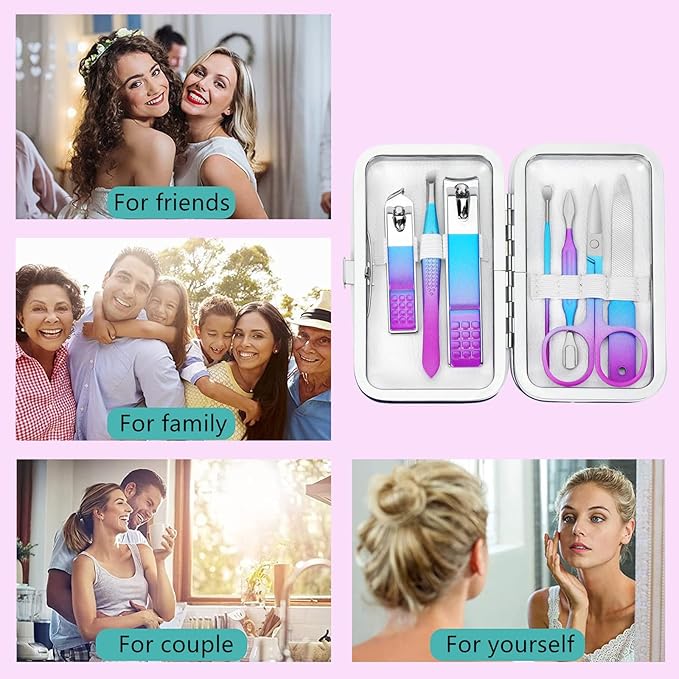 Manicure Set Nail Clipper Set Women Men Travel Manicure Kit Nail Clipper Kit Personal Care Tools with Case Manicure Pedicure Tools Grooming Kit Valentine's Day Gifts for Women Men Teens Family Friends
