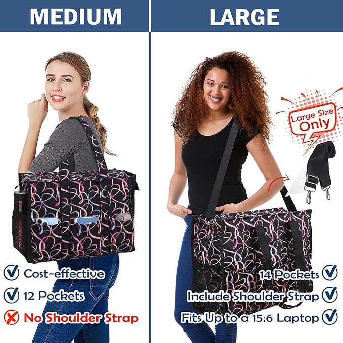 ABAMERICA Nurse Bags for Work Nursing Bag Multiple Pockets Waterproof Organizing Zip Top Clinical Bag for Nursing Students