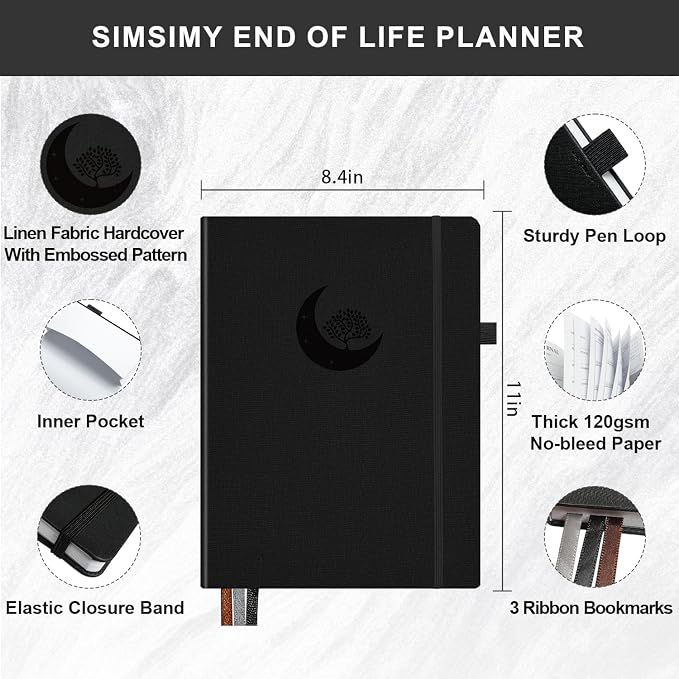 End of Life Planner, Guided Estate Planning Organizer Notebook, Final Arrangements Organizer for Beneficiary, Will Preparation, Last Wishes & Funeral Planning, In Case of Death Organizer, 8.4x11"