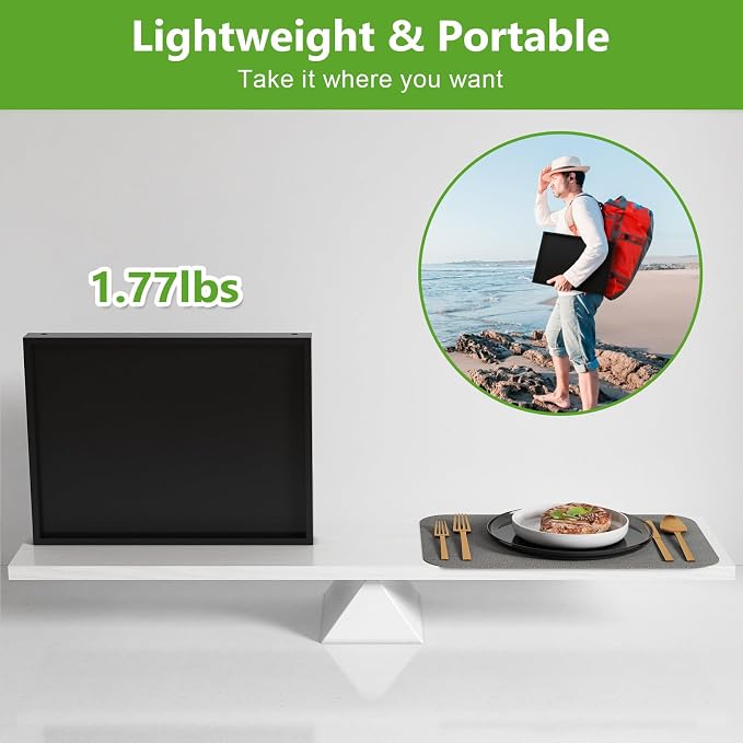 Youpehom Bamboo Bed Tray Tables with Folding Legs, Medium, 4-Pack, Black | Four bamboo bed trays with folding legs and handles for family meals, guests, reading, laptop use and everyday serving.